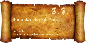 Beretka Harkány névjegykártya